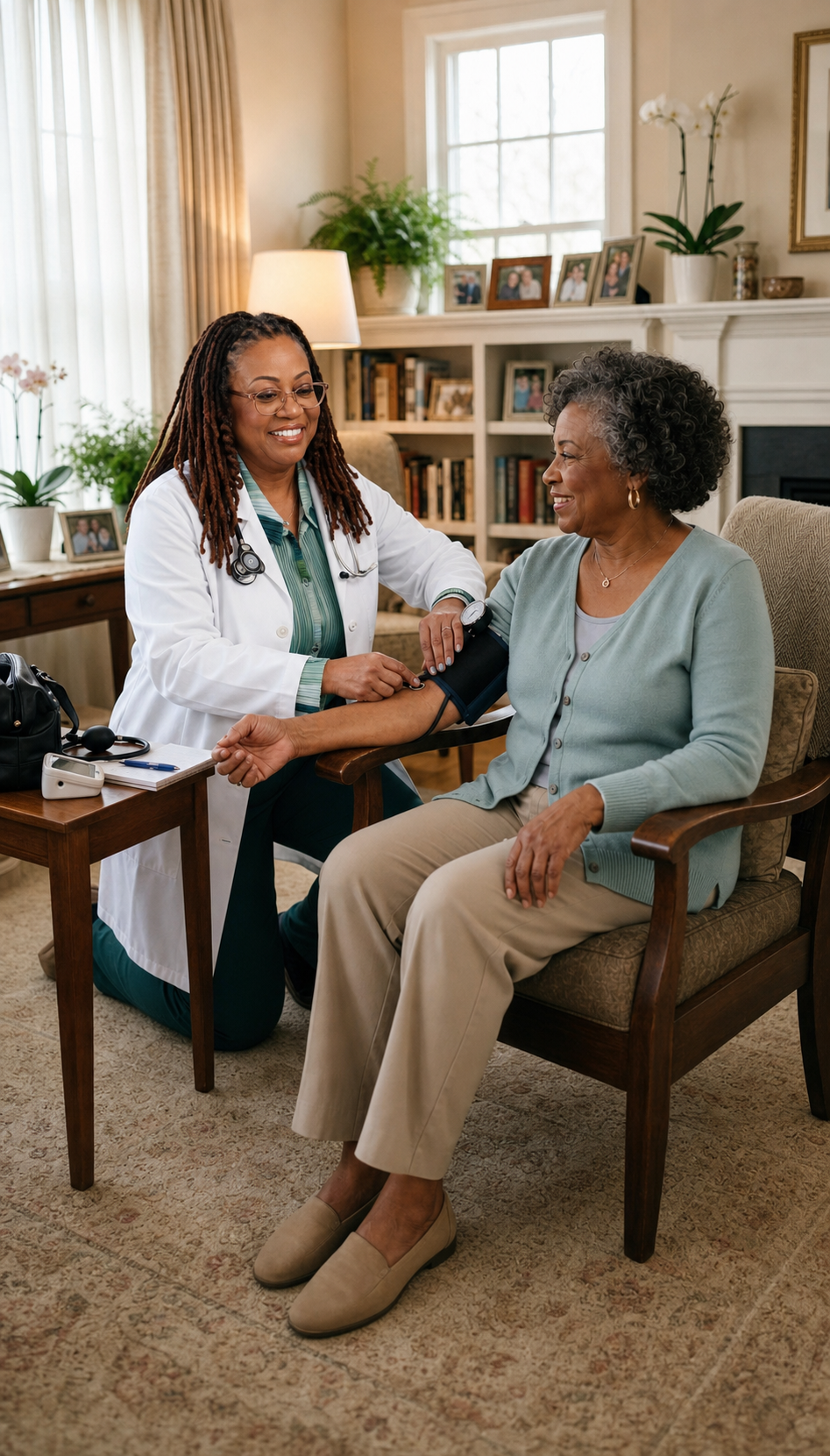 Dr. Michele Avent providing an in-home primary care visit